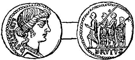 Coin representing the children of Brutus led to death by Lictors