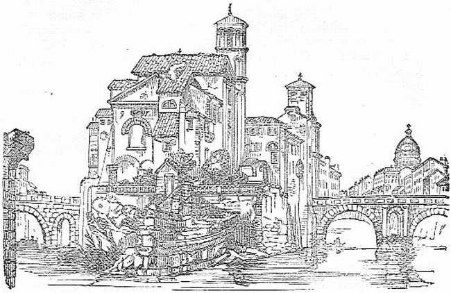 Island in the Tiber, with the Fabrician and Cestian Bridges