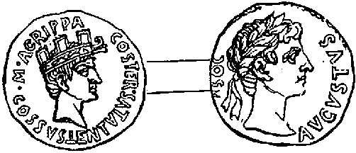 Gold coin of Agrippa, with head of Augustus